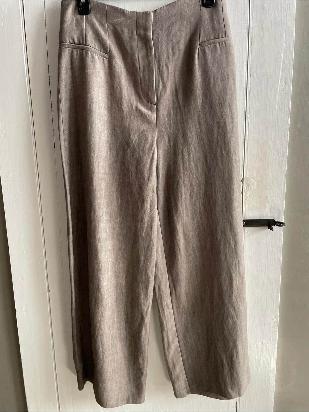 ZARA Linen Blend Wide-Leg Two Tone Oatmeal Twill Pants New w/ tags Size M